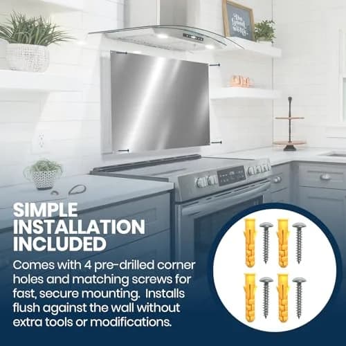 CALPALMY 30" x 18" Stainless Steel Stove Backsplash Panel | Protects Kitchen Walls from Grease & Heat thumbnail 5
