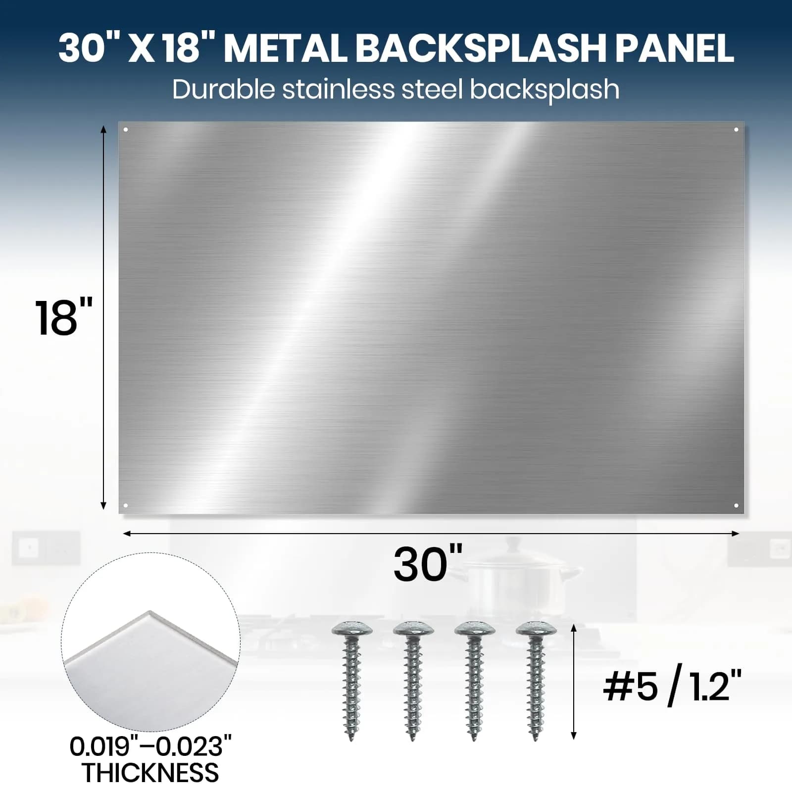 CALPALMY 30"x18" Reversible Stainless Steel Stove Backsplash Panel – Easy Install Splatter Guard - view 2