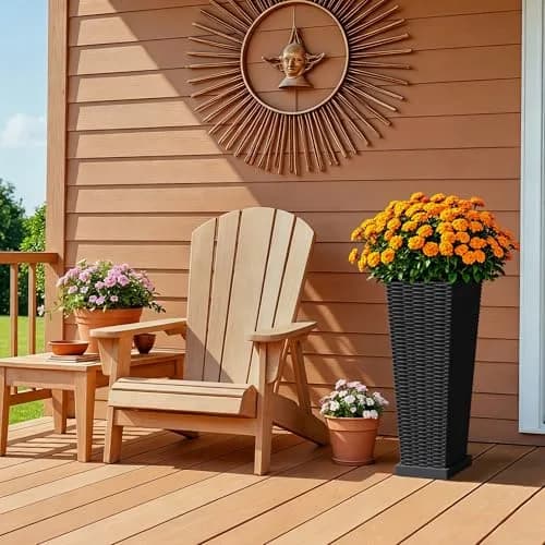 Devoko Resin 23.6'' Tall Planters | Large Taper Outdoor Planter with Removable Inner Pot thumbnail 5