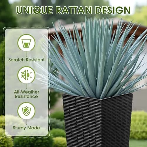 Devoko Resin 23.6'' Tall Planters | Large Taper Outdoor Planter with Removable Inner Pot thumbnail 2