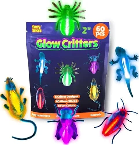 PartySticks Glow Critters 60ct | Glow in The Dark Party Favors for Kids & Adults thumbnail 1