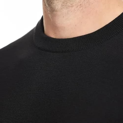 SAKS Fifth Avenue Men's Jersey Stitch Crewneck Sweater, Premium Cotton Blend Knit Top, Classic-Fit & Richly Detailed, Black, XXL thumbnail 2