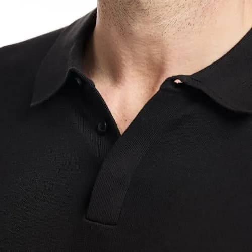 SAKS Fifth Avenue Men's Short Sleeve Rib Knit Sweater Polo, Premium Cotton Blend Knit Top, Classic-Fit & Richly Detailed, Black, S | Modern Casual Elegance thumbnail 2