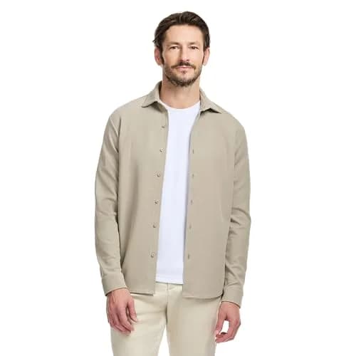 SAKS Fifth Avenue Men's Long Sleeve Textured Pique Button Down | Premium Cotton Blend Knit Top, Classic-Fit & Richly Detailed (70-120 chars) thumbnail 1