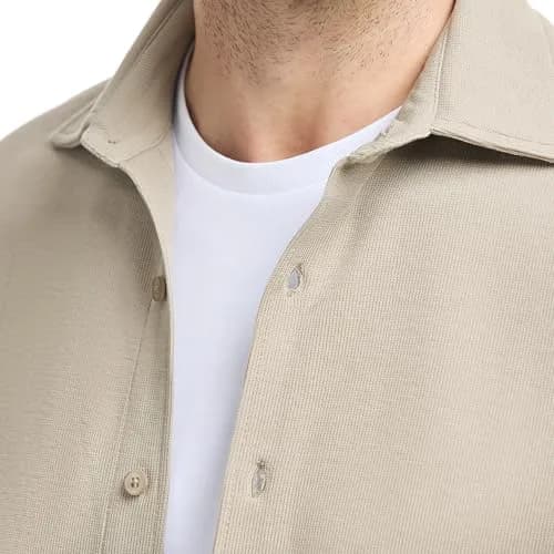 SAKS Fifth Avenue Men's Long Sleeve Textured Pique Button Down | Premium Cotton Blend Knit Top, Classic-Fit & Richly Detailed (70-120 chars) thumbnail 2