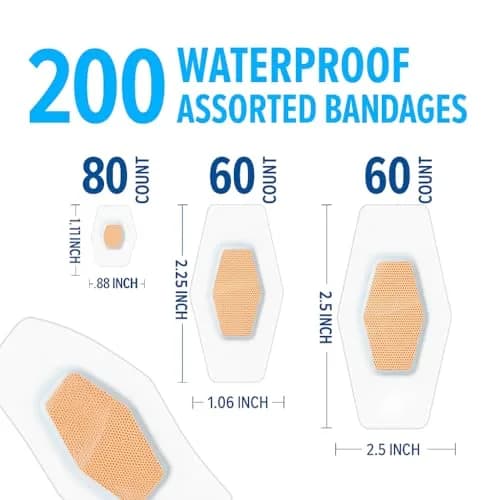 Nexcare Waterproof Clear Bandages Assorted Sizes 200 Count (100 Count Pack of 2) | 360 Degree Seal for Water, Dirt, Germ Protection thumbnail 2