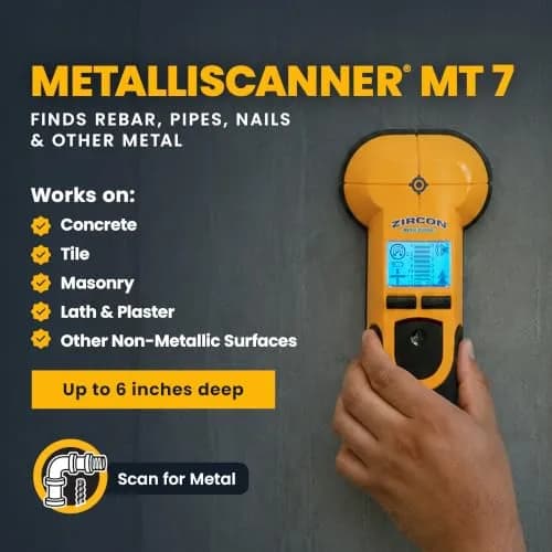 Zircon MetalliScanner MT7 Metal Scanner for Concrete & Walls, 6 in. Deep | Wall & Floor Metal Detection thumbnail 2