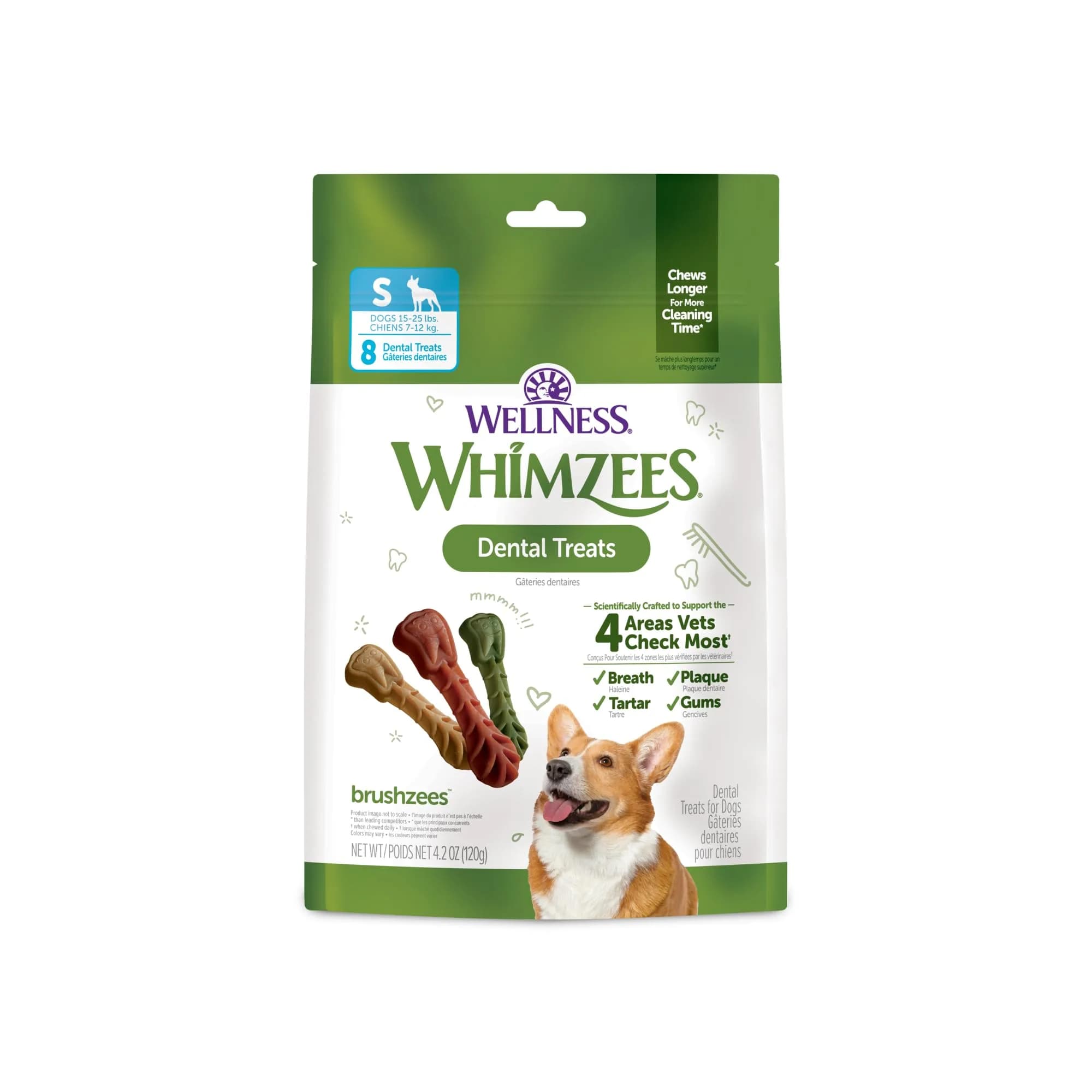 Whimzees Natural Dog Dental Treat XS 4.2 oz (119 g) | VOHC Accepted Chews for Clean Teeth & Fresh Breath — Small Size