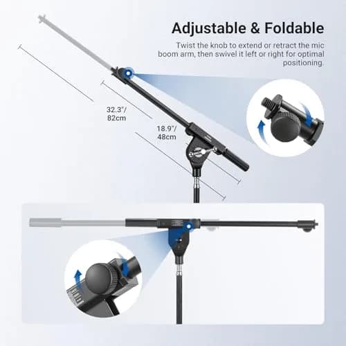 NEEWER Microphone Boom Arm for Mic Stand, Aluminum Compact Portable, MS041 | Adjustable Telescopic Support thumbnail 2