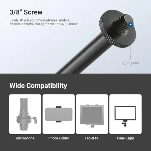 NEEWER Microphone Boom Arm for Mic Stand, Aluminum Compact Portable, MS041 | Adjustable Telescopic Support thumbnail 3
