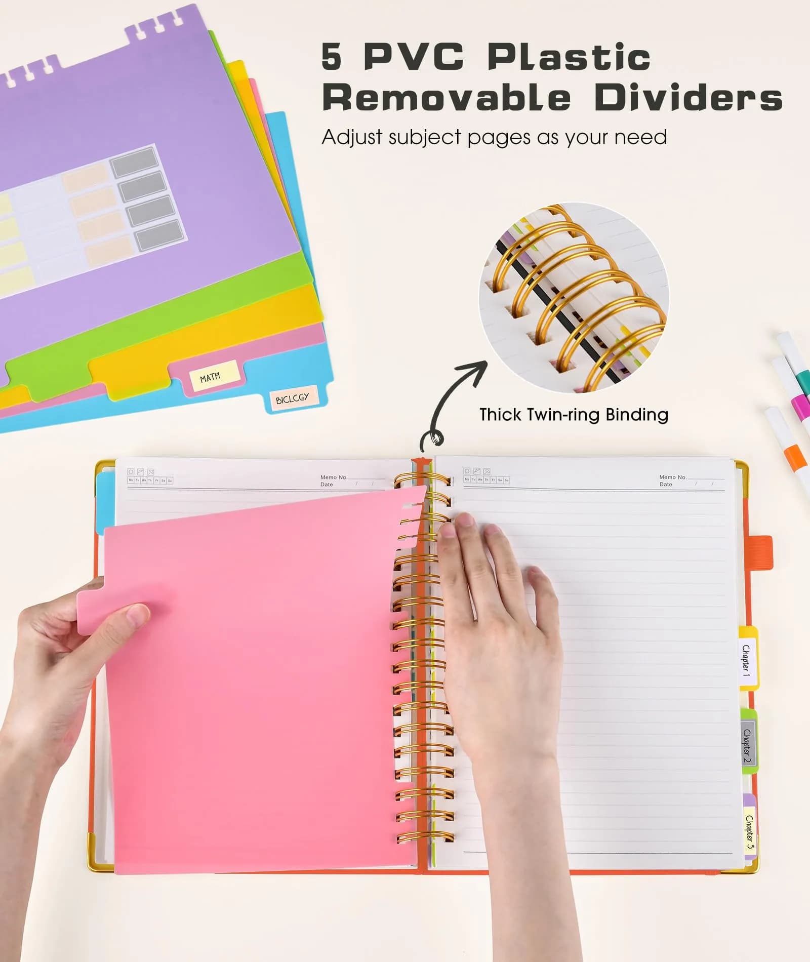 dilitego Hardcover Spiral Notebook 8.5"x11" (300 Pages, Orange) | Acid-Free Paper for Smooth Writing - view 4