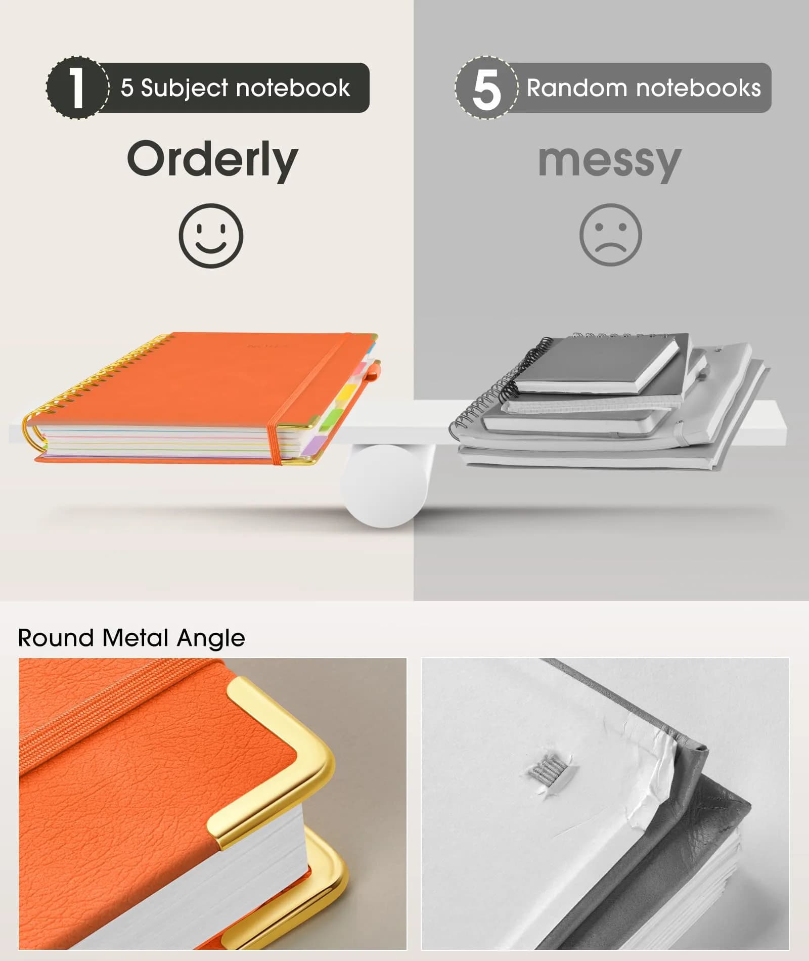 dilitego Hardcover Spiral Notebook 8.5"x11" (300 Pages, Orange) | Acid-Free Paper for Smooth Writing - view 5