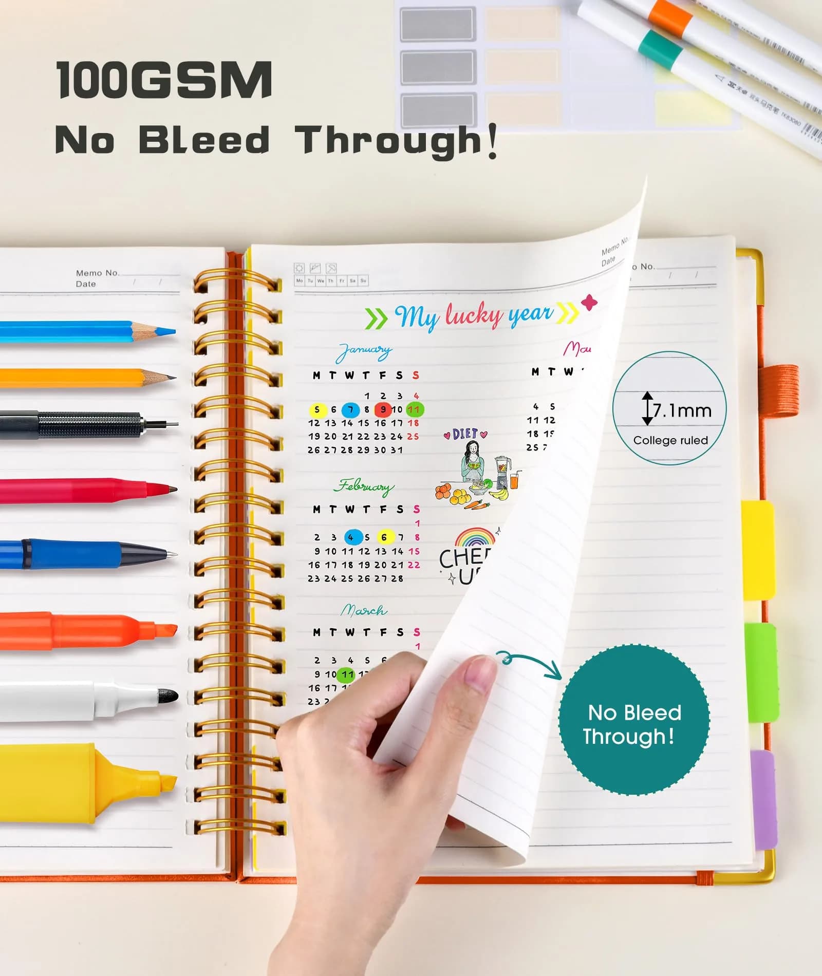 dilitego Hardcover Spiral Notebook 8.5"x11" (300 Pages, Orange) | Acid-Free Paper for Smooth Writing - view 6