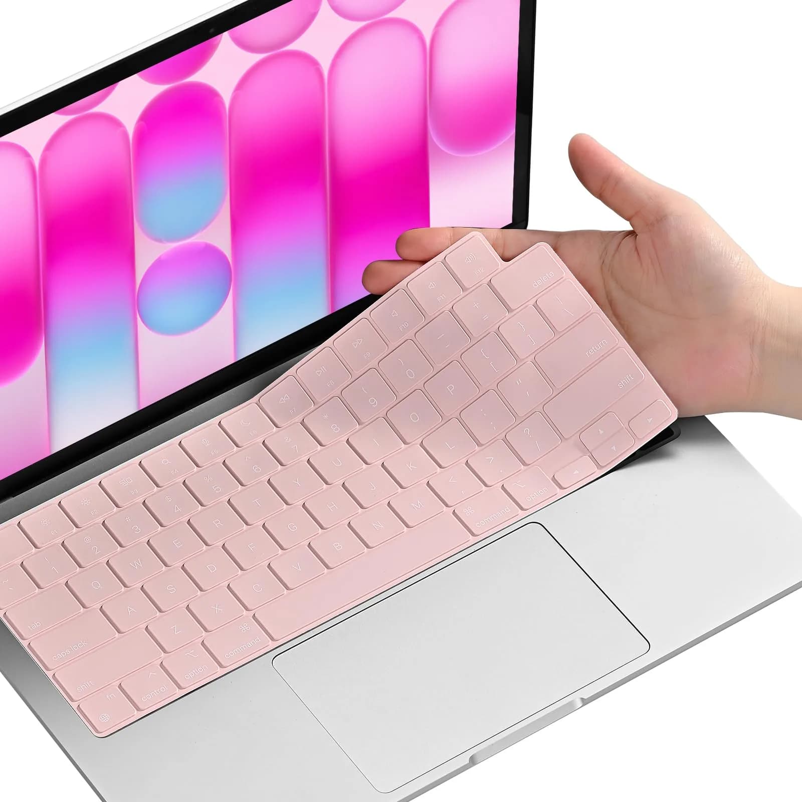 EooCoo Pink Keyboard Cover Skin Protector for MacBook Pro 14/16 & Air 13/15 Inch | US Layout