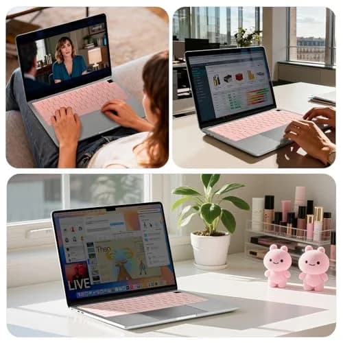 EooCoo Pink Keyboard Cover Skin Protector for MacBook Pro 14/16 & Air 13/15 Inch | US Layout thumbnail 6