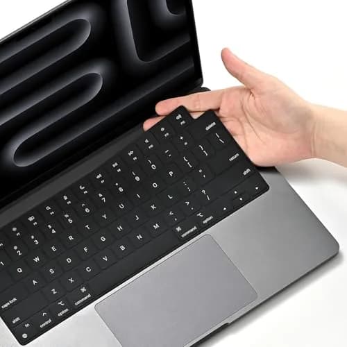EooCoo Black Silicone Keyboard Skin for MacBook Pro 14/16, Air 13/15, Neo 13 | US Layout thumbnail 1