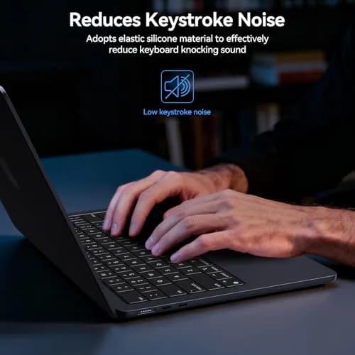 EooCoo Black Silicone Keyboard Skin for MacBook Pro 14/16, Air 13/15, Neo 13 | US Layout thumbnail 2
