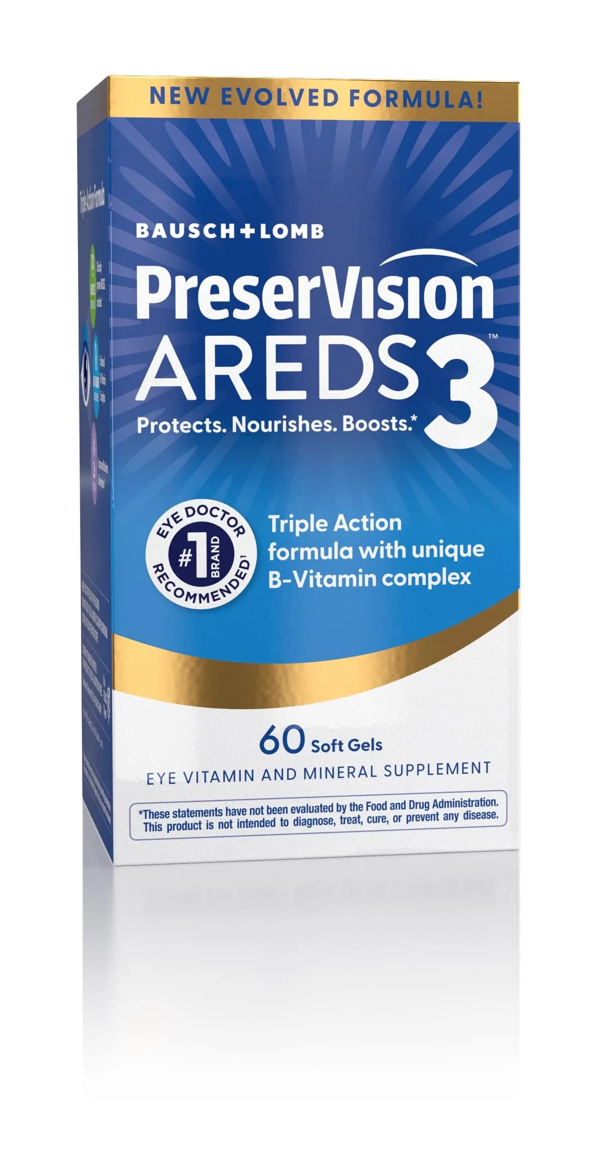 PreserVision AREDS3 Eye Vitamins Macular Supplement 60 Softgels | Supports Macular Health with AREDS2 Nutrients & B-Vitamins