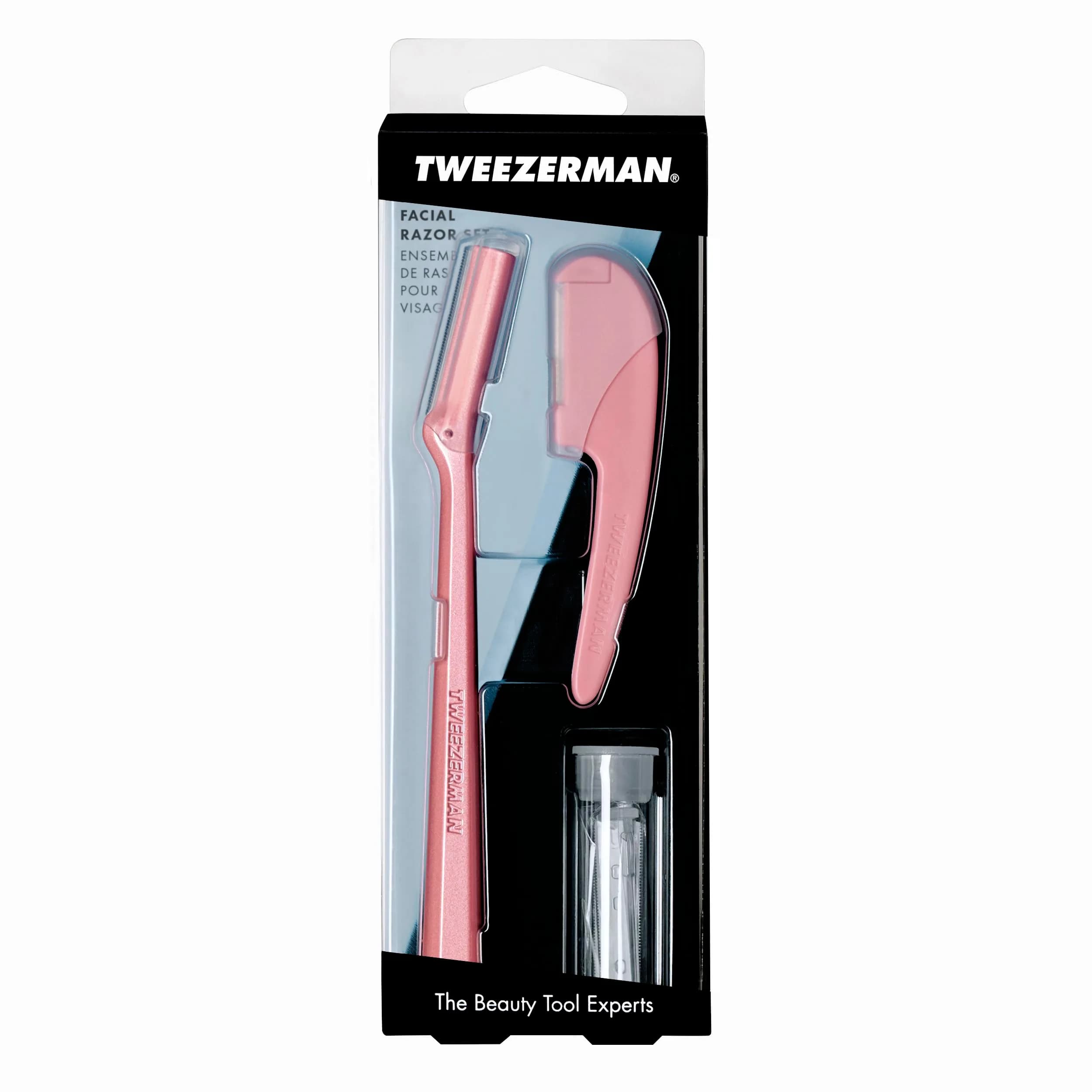 Tweezerman Prep & Plane Facial Razor Set Tea Rose | Exfoliate & Remove Peach Fuzz - view 5