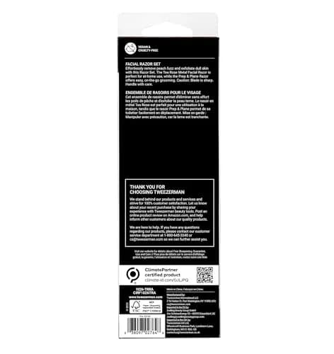 Tweezerman Prep & Plane Facial Razor Set Tea Rose | Exfoliate & Remove Peach Fuzz thumbnail 6