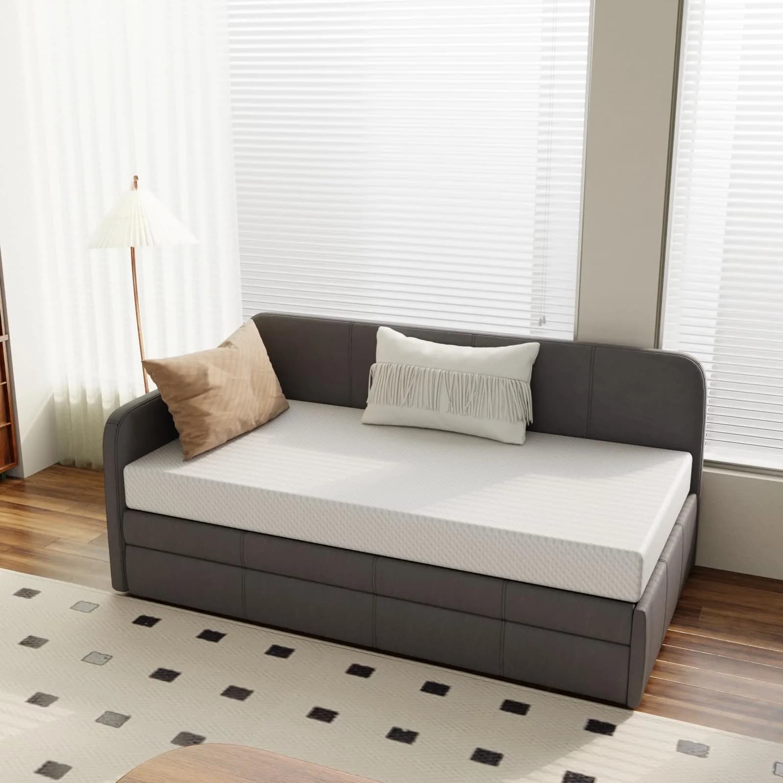 PrettSun Twin Mattress 5 Inch Medium Firm Cooling Gel Foam Fiberglass-Free Support - main product image