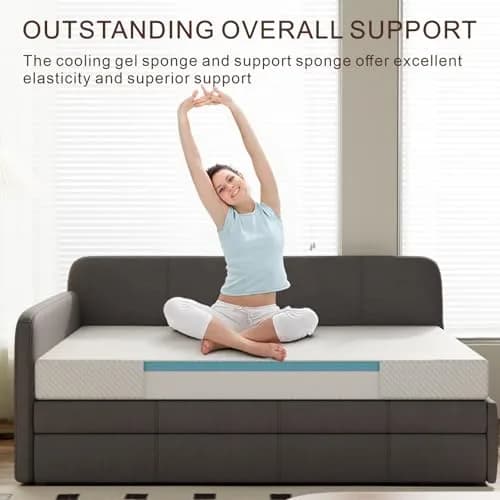PrettSun Twin Mattress 5 Inch Medium Firm Cooling Gel Foam Fiberglass-Free Support thumbnail 3