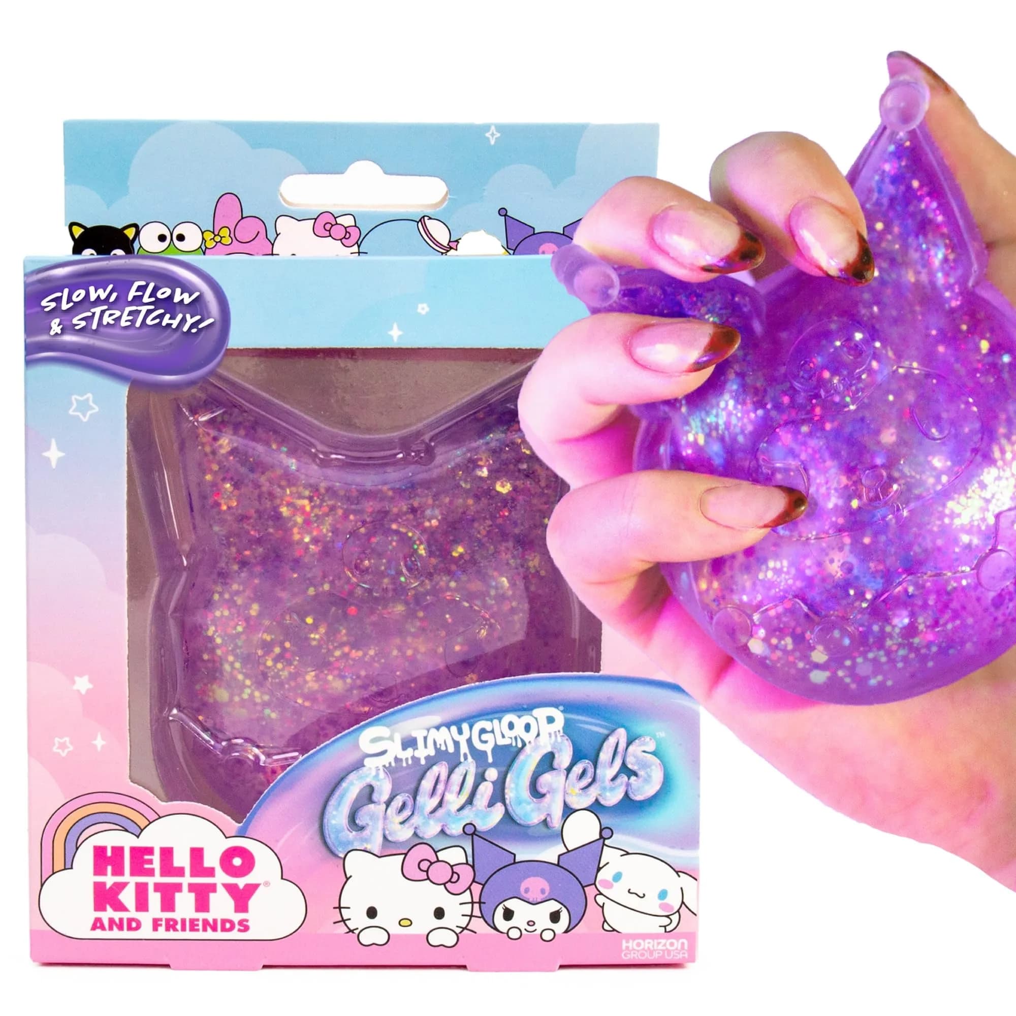 Original Squishmallows SLIMYGLOOP Blue Gelli Gels Sensory Squeeze Toy with Glitter | ASTM-Tested Non-Toxic — Kuromi