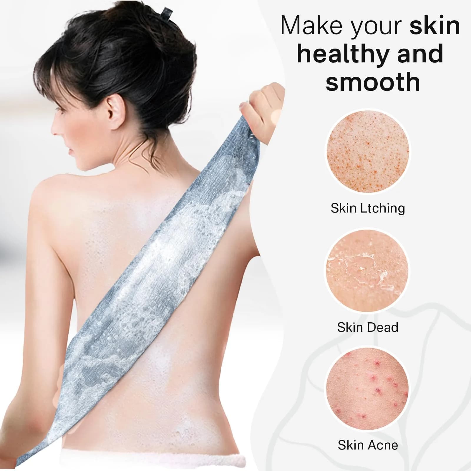 Yiclick Silver Exfoliating Washcloth Towel Set - 3 Piece Korean Body Scrubber - view 4
