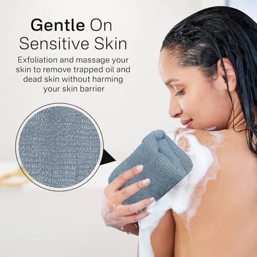 Yiclick Exfoliating Washcloth Towel 3-Pack, 85cm (34.5 inch) Long Back Scrubber | Replaces Loofah for Deep Cleansing thumbnail 5