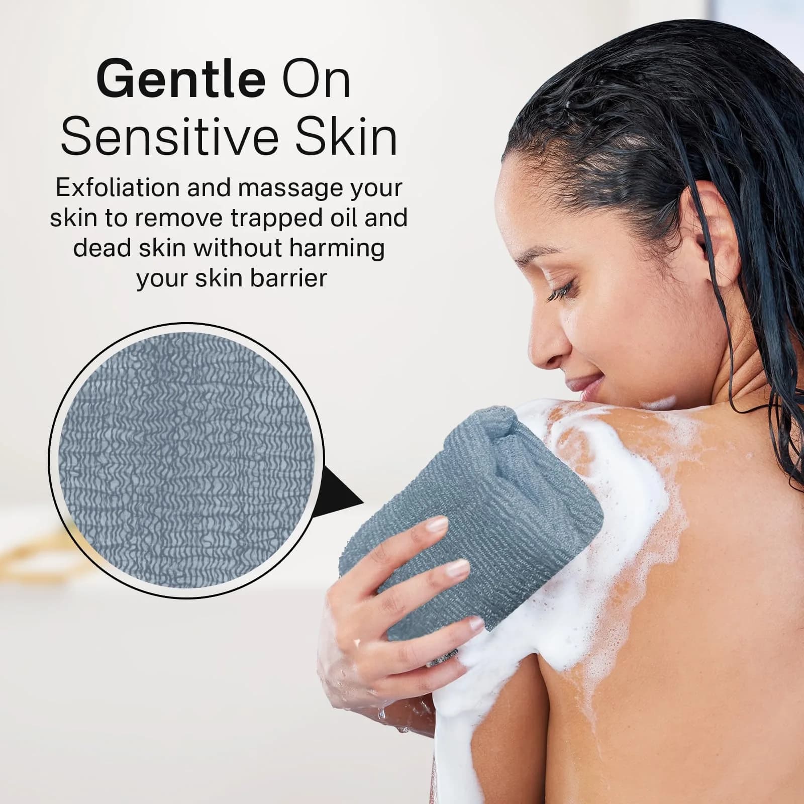 Yiclick Exfoliating Washcloth Towel 3-Pack, 85cm (34.5 inch) Long Back Scrubber | Replaces Loofah for Deep Cleansing - view 5