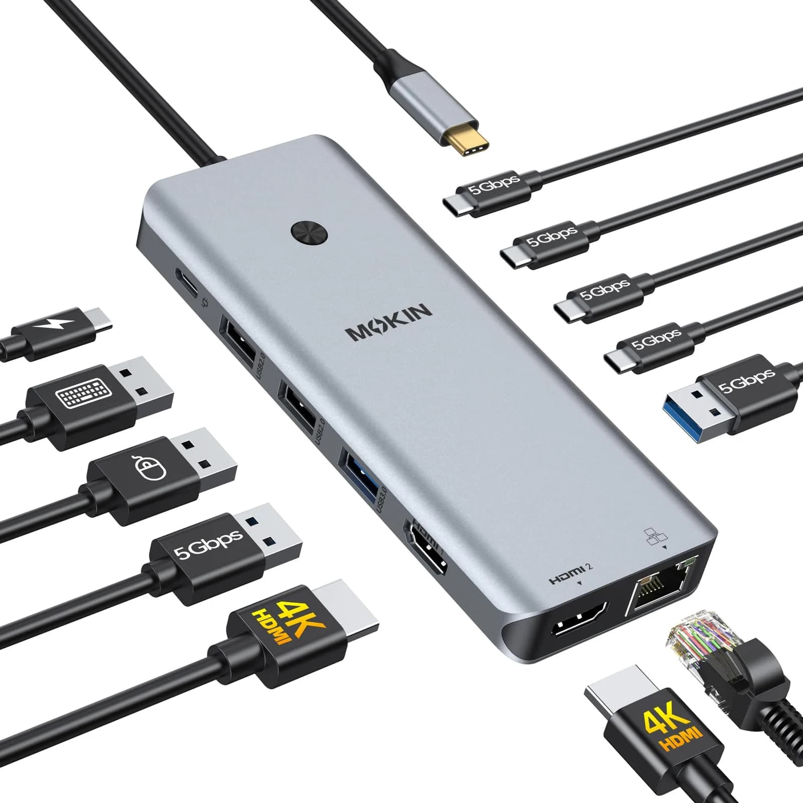 MOKiN USB C Docking Station Dual Monitor 2 HDMI | 13-in-1 Multiport Hub with 100W PD