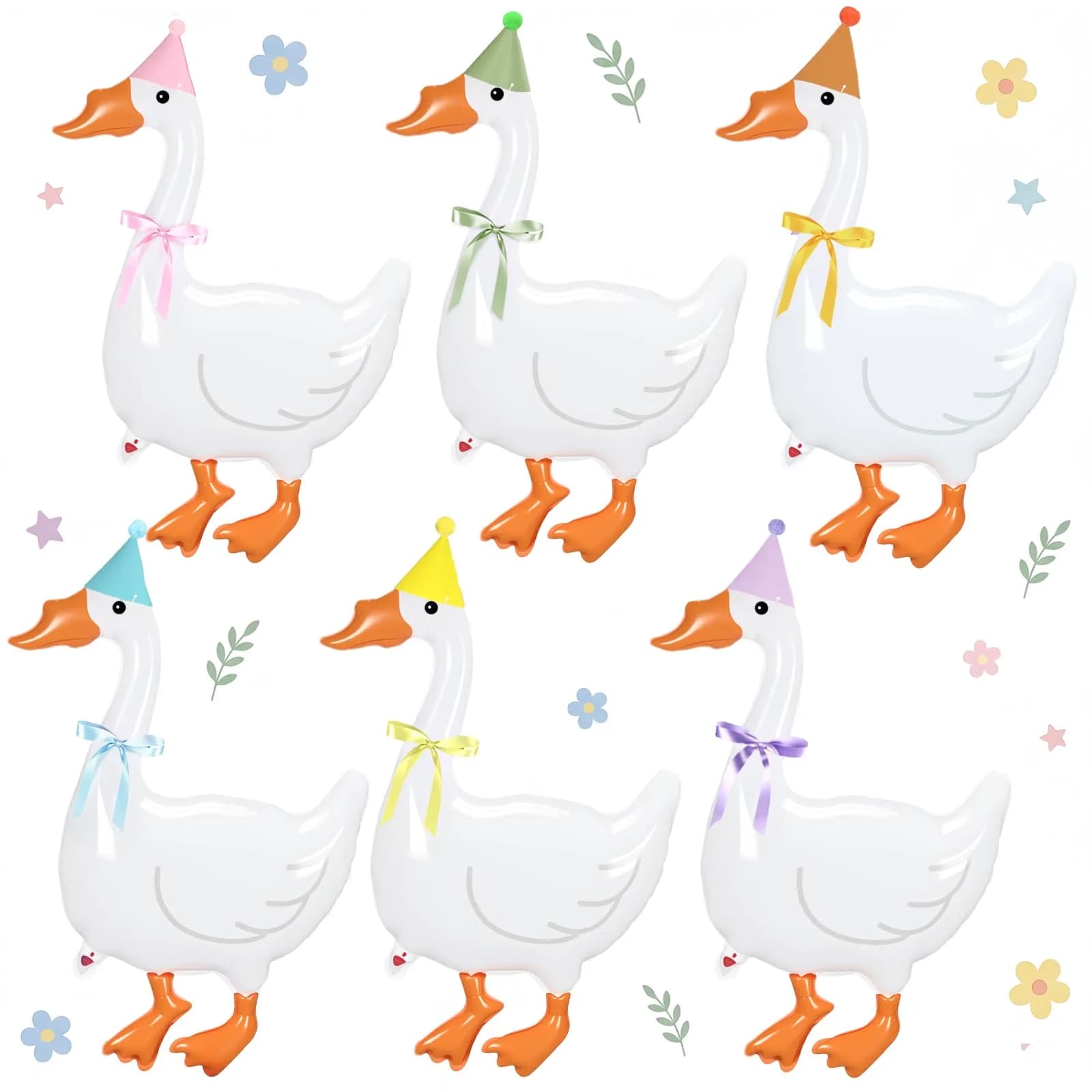 Gejoy Silly Goose Birthday Balloons 32 Inch (6 Pack) | Farm Theme Party Decor — 6-Pack