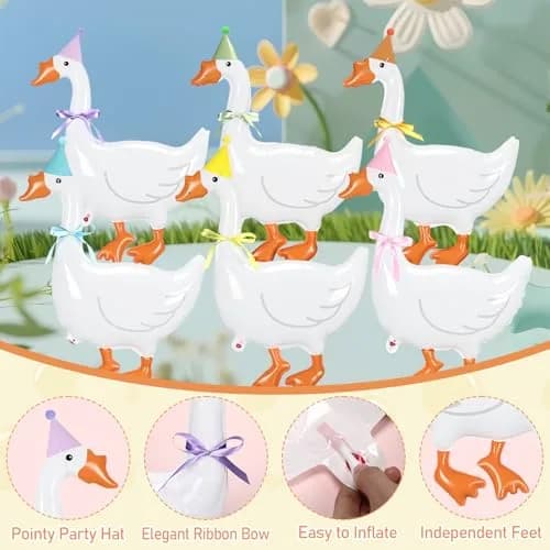 Gejoy Silly Goose Birthday Balloons 32 Inch (6 Pack) | Farm Theme Party Decor thumbnail 3