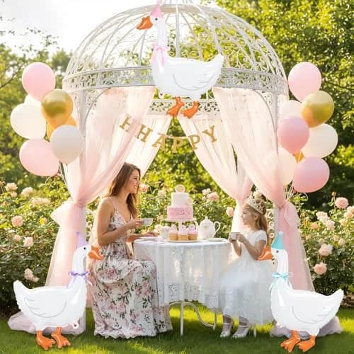 Gejoy Silly Goose Birthday Balloons 32 Inch (12 Pack) | Walking Goose with Party Hat & Bowtie thumbnail 6