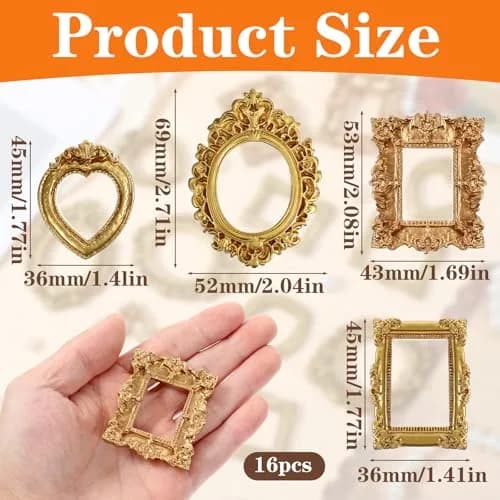 Ymapinc 12 Pcs Small Vintage Gold Picture Frames | Mini Wall & Tabletop Decor thumbnail 2