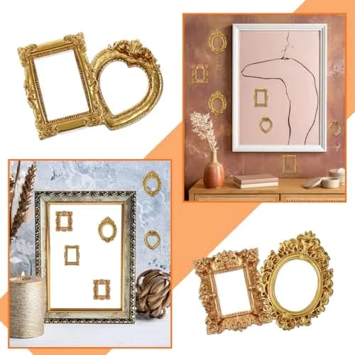 Ymapinc 12 Pcs Small Vintage Gold Picture Frames | Mini Wall & Tabletop Decor thumbnail 3