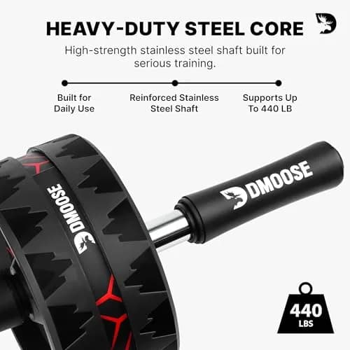 DMoose Fitness Ab Roller Wheel for Core Strength Training | 3.2 Inch Dual-Wheel, 440lb Steel Shaft, Non-Slip EVA Handles thumbnail 5