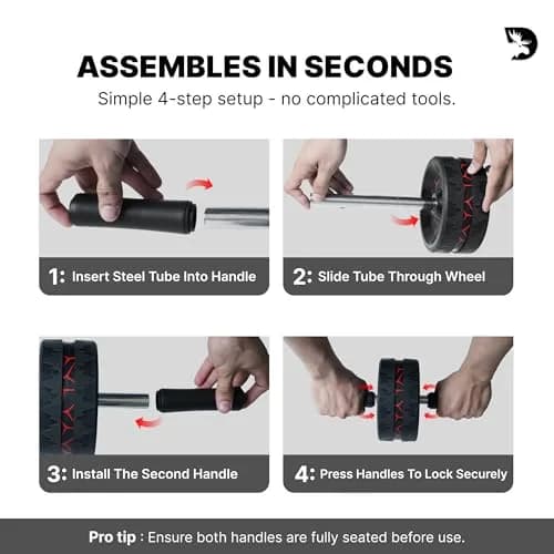 DMoose Fitness Ab Roller Wheel for Core Strength Training | 3.2 Inch Dual-Wheel, 440lb Steel Shaft, Non-Slip EVA Handles thumbnail 7