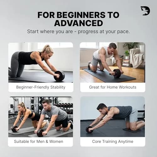 DMoose Fitness Ab Roller Wheel for Core Strength Training | 3.2 Inch Dual-Wheel, 440lb Steel Shaft, Non-Slip EVA Handles thumbnail 9