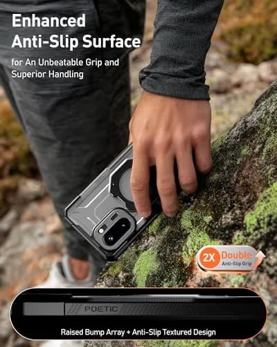 Poetic OnePlus 15R Case | 360° Magnetic Ring Kickstand | Drop Proof | Tempered Glass Screen Protector | Matte Translucent Cover | Black/Clear thumbnail 4