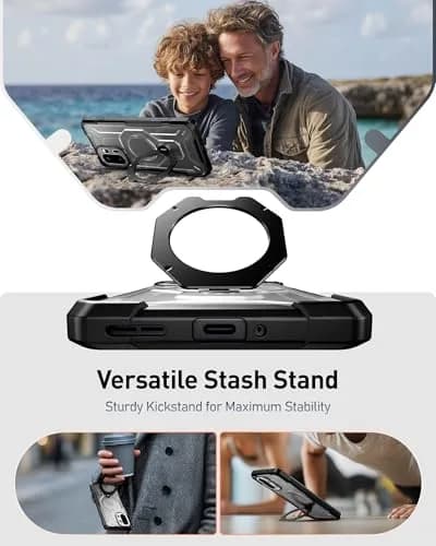 Poetic OnePlus 15R Case | 360° Magnetic Ring Kickstand | Drop Proof | Tempered Glass Screen Protector | Matte Translucent Cover | Black/Clear thumbnail 6