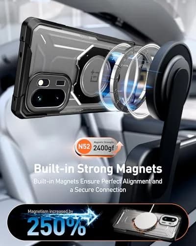 Poetic OnePlus 15R Case | 360° Magnetic Ring Kickstand | Drop Proof | Tempered Glass Screen Protector | Matte Translucent Cover | Black/Clear thumbnail 7