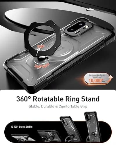 Poetic OnePlus 15R Case | 360° Magnetic Ring Kickstand | Drop Proof | Tempered Glass Screen Protector | Matte Translucent Cover | Black/Clear thumbnail 3