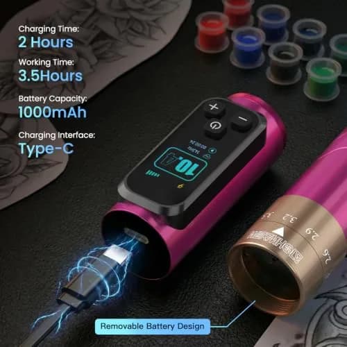 Wormhole Wireless Tattoo Pen Kit WTK0253 | Professional Rotary Tattoo Machine for Eyebrow & Detail Work thumbnail 5