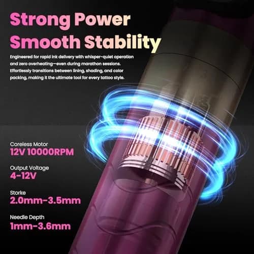 Wormhole Wireless Tattoo Pen Kit WTK0253 | Professional Rotary Tattoo Machine for Eyebrow & Detail Work thumbnail 2