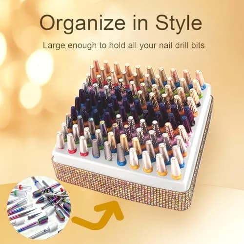 CORFULRA Nail Drill Bit Holder, Organizer, Large Case for Nail Bits, Diamond, 11cm x 11cm x 7cm thumbnail 2