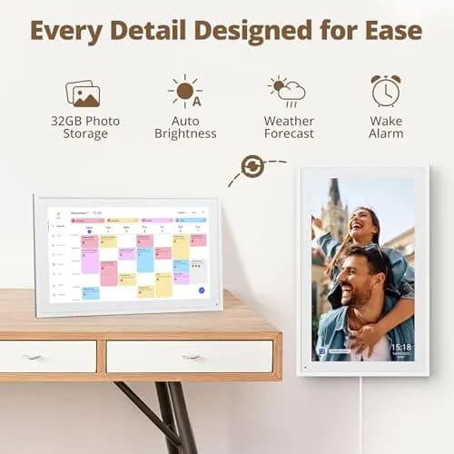 Dragon Touch 15.6 inch Digital Calendar Chore Chart – Interactive Touchscreen, Smart Family Planner, Digital Picture Frame Best Gifts for Christmas, Wedding, Mom thumbnail 8