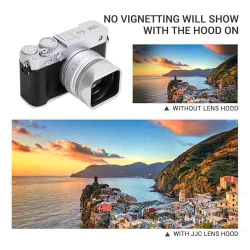 JJC Metal LH-XF27 Lens Hood Shade w Cap & Adapter Ring for Fujifilm XF 23mm F2.8 | Square Lens Protector with Aluminum Durability thumbnail 4