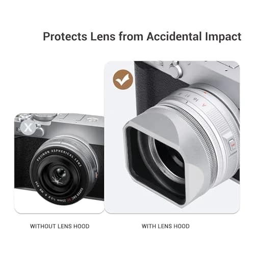 JJC Metal LH-XF27 Lens Hood Shade w Cap & Adapter Ring for Fujifilm XF 23mm F2.8 | Square Lens Protector with Aluminum Durability thumbnail 6