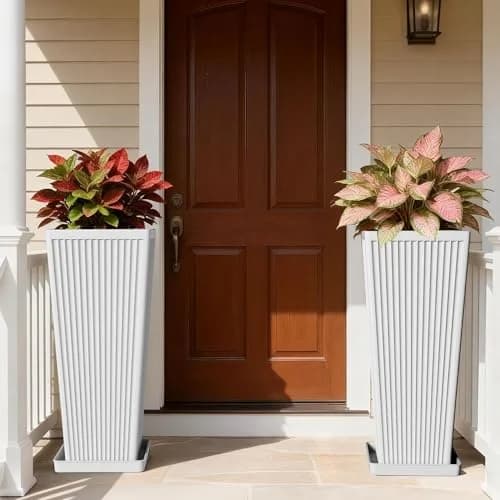 Diyfire Tall Planters 23.6 Inch Square | Modern Outdoor Garden Pots with Drainage Holes thumbnail 7